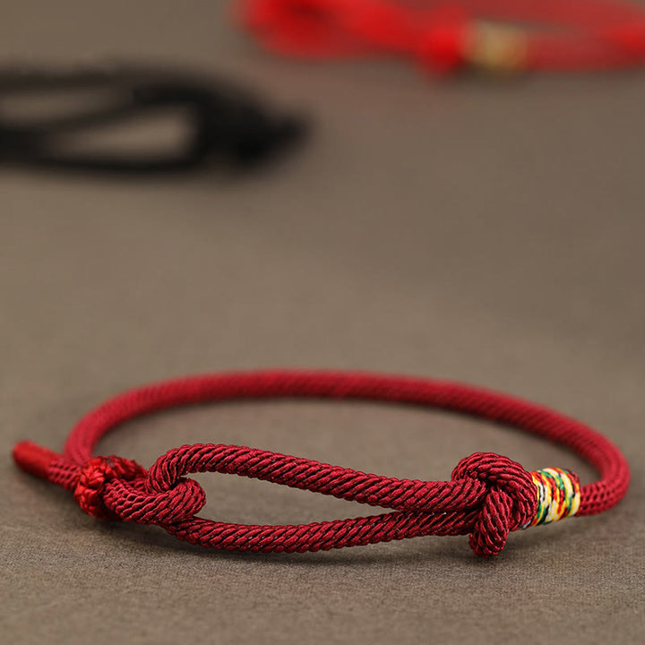 Braccialetto portafortuna con moneta in argento sterling 925 e argento sterling 999 con cordino rosso Buddha Stones - Corda rosso scuro - Filo colorato - 16-17 cm - image 0