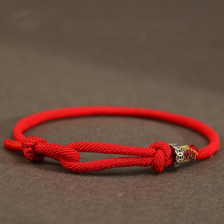 Braccialetto portafortuna con moneta in argento sterling 925 e argento sterling 999 con cordino rosso Buddha Stones