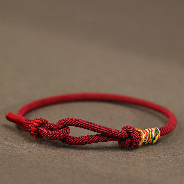 Braccialetto portafortuna con moneta in argento sterling 925 e argento sterling 999 con cordino rosso Buddha Stones - Corda rosso scuro - Anello dorato in argento sterling 999 - 16-17 cm - image 11