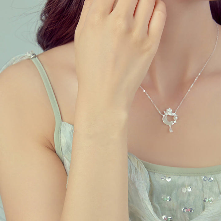 Collana con ciondolo in perle di zirconia cubica in argento sterling 925 con Buddha Stones giada di Hetian - image 1