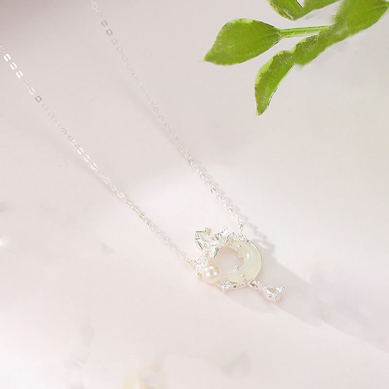 Collana con ciondolo in perle di zirconia cubica in argento sterling 925 con Buddha Stones giada di Hetian