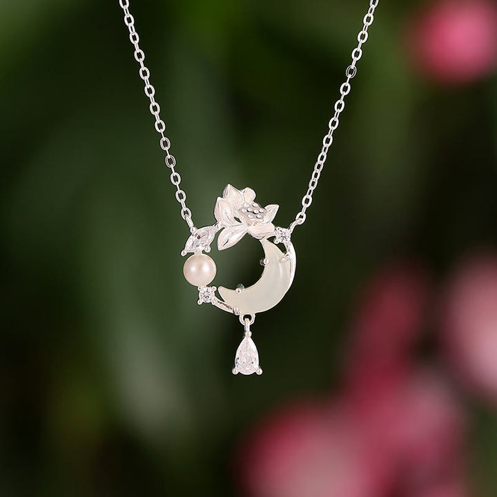 Collana con ciondolo in perle di zirconia cubica in argento sterling 925 con Buddha Stones giada di Hetian