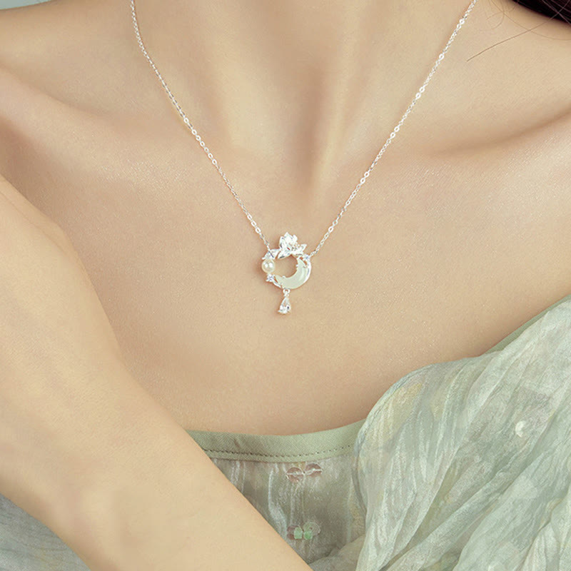 Collana con ciondolo in perle di zirconia cubica in argento sterling 925 con Buddha Stones giada di Hetian