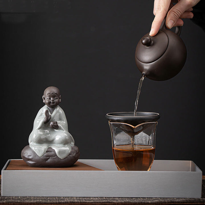 Buddha Stones Piccolo monaco Zen Cappello Colino Accessori da tè in ceramica Figurina Decorazione per la casa - image 7