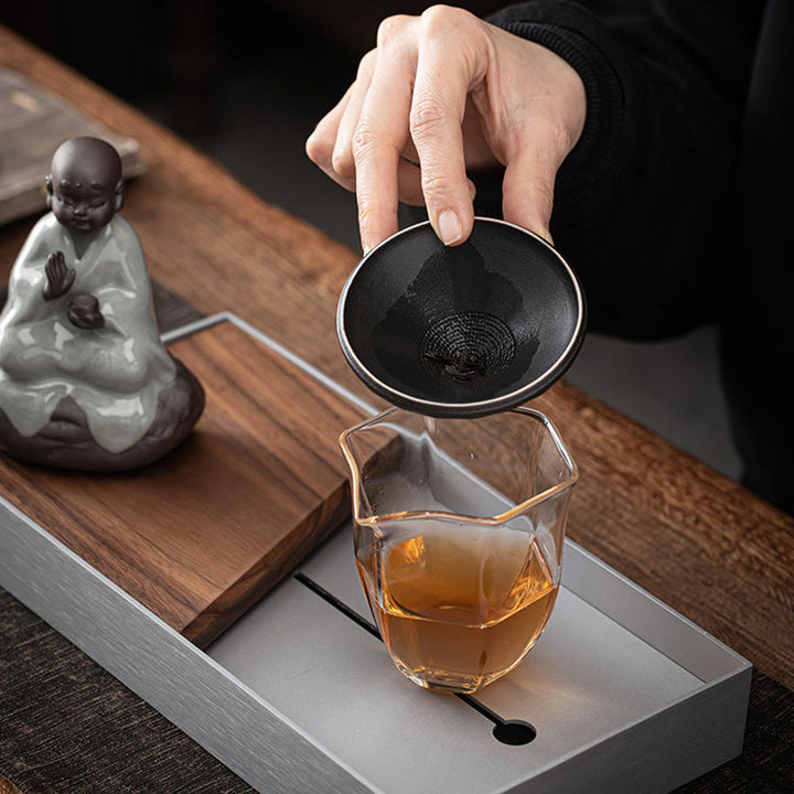 Buddha Stones Piccolo monaco Zen Cappello Colino Accessori da tè in ceramica Figurina Decorazione per la casa