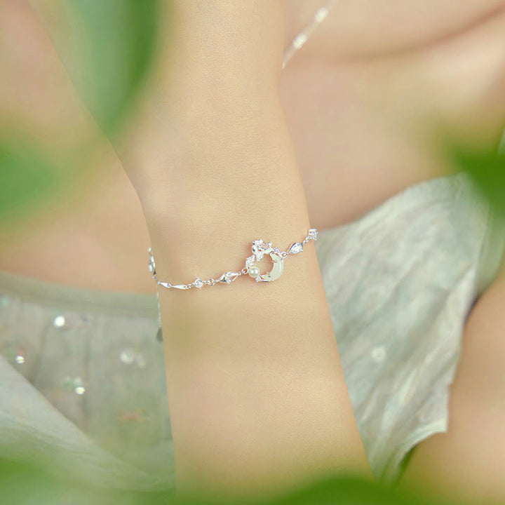 Bracciale Buddha Stones Hetian Jade 925 Sterling Silver Cubic Zirconia Pearl Lotus