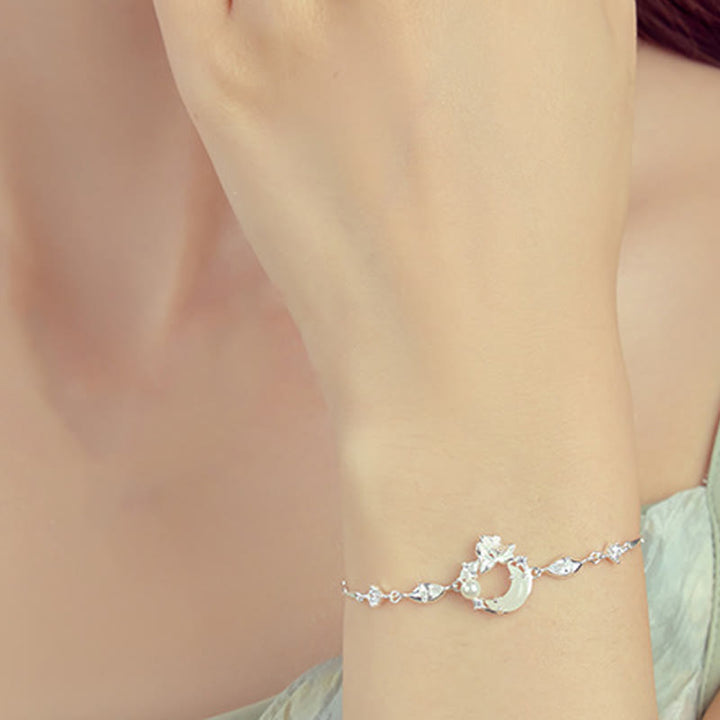 Bracciale Buddha Stones Hetian Jade 925 Sterling Silver Cubic Zirconia Pearl Lotus