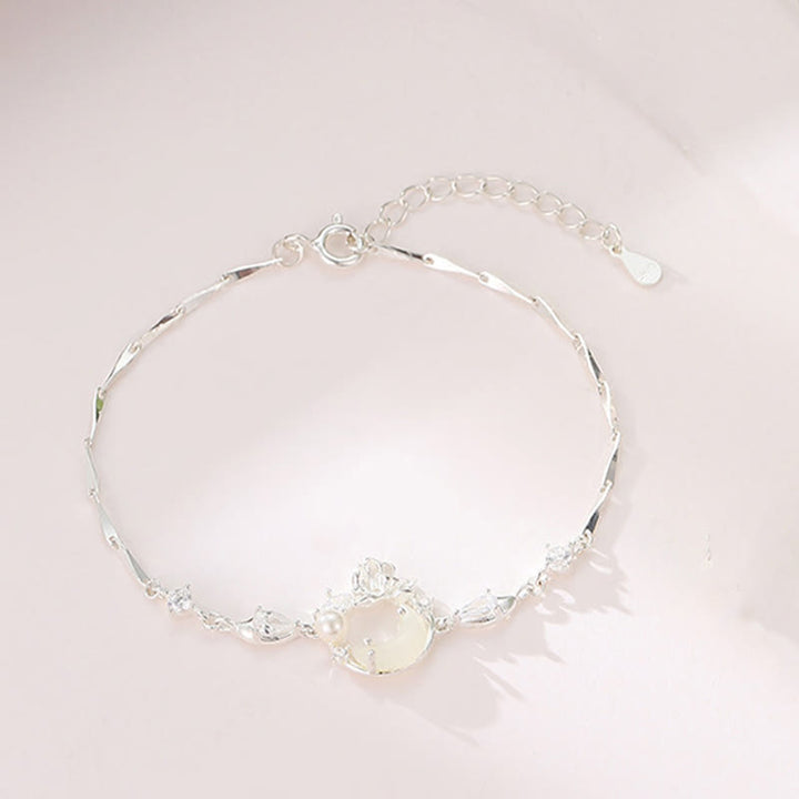 Bracciale Buddha Stones Hetian Jade 925 Sterling Silver Cubic Zirconia Pearl Lotus - image 1