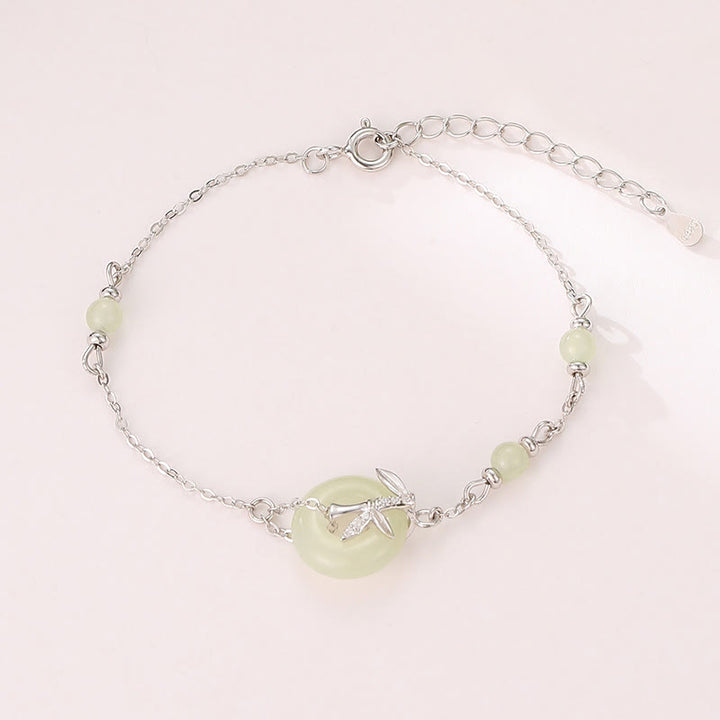 Bracciale Buddha Stones Hetian Jade 925 Sterling Silver Cubic Zirconia Peace Buckle Luck