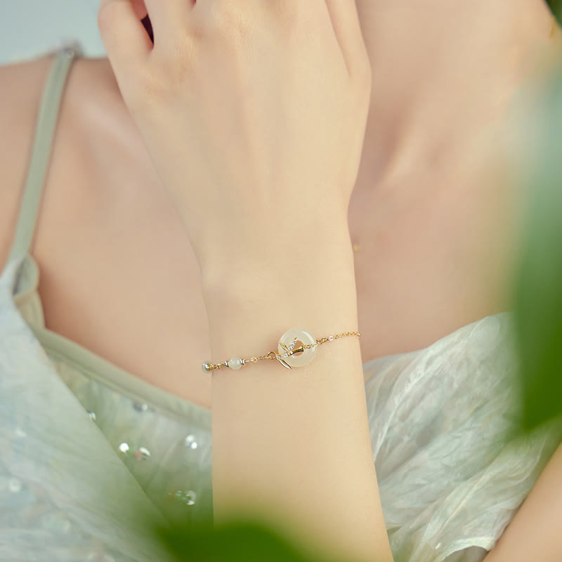 Bracciale Buddha Stones Hetian Jade 925 Sterling Silver Cubic Zirconia Peace Buckle Luck - image 9