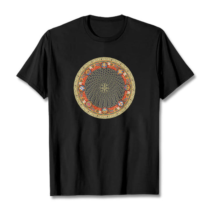 Maglietta in cotone con Buddha Stones Om Mani Padme Hum, otto simboli di buon auspicio - Nero - 2XL - image 4