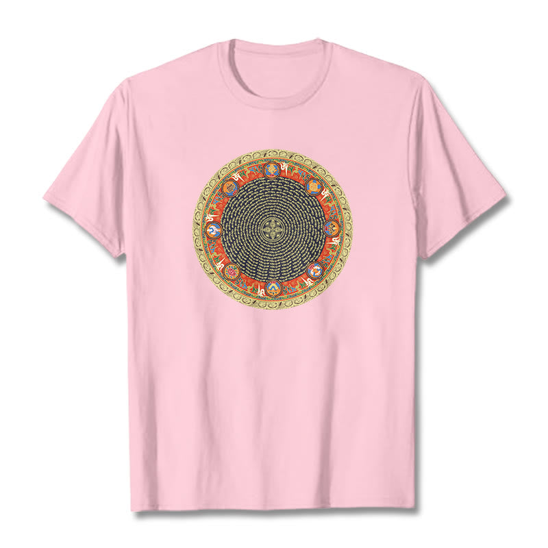 Maglietta in cotone con Buddha Stones Om Mani Padme Hum, otto simboli di buon auspicio - Rosa chiaro - 2XL - image 18