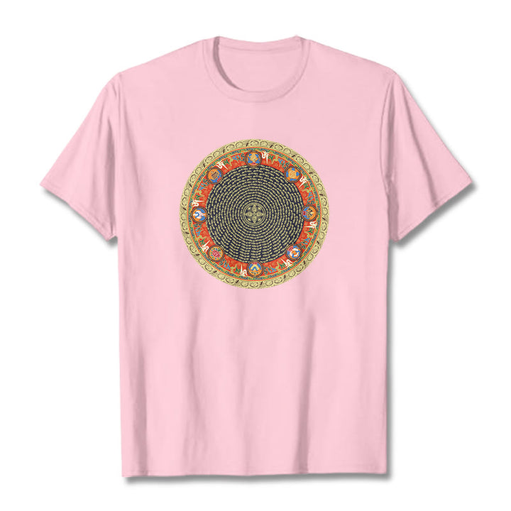 Maglietta in cotone con Buddha Stones Om Mani Padme Hum, otto simboli di buon auspicio - Rosa chiaro - 2XL - image 19