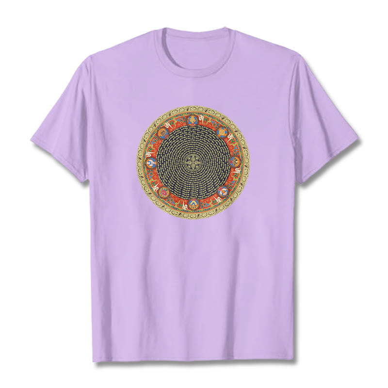 Maglietta in cotone con Buddha Stones Om Mani Padme Hum, otto simboli di buon auspicio - Prugna - 2XL - image 17