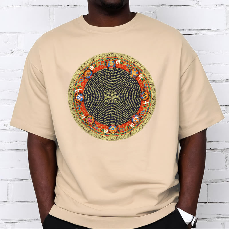 Maglietta in cotone con Buddha Stones Om Mani Padme Hum, otto simboli di buon auspicio - image 10
