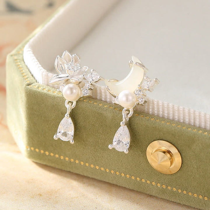 Orecchini Buddha Stones Hetian Jade 925 Sterling Silver Cubic Zirconia Pearl Abundance  - Giada Hetian Argento Sterling 925 - image 0