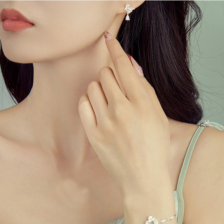 Orecchini Buddha Stones Hetian Jade 925 Sterling Silver Cubic Zirconia Pearl Abundance  - image 4