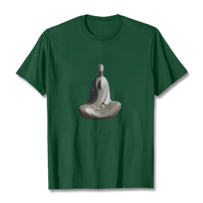Maglietta in cotone con motivo Buddha Buddha Stones - Verde foresta - 2XL - image 12