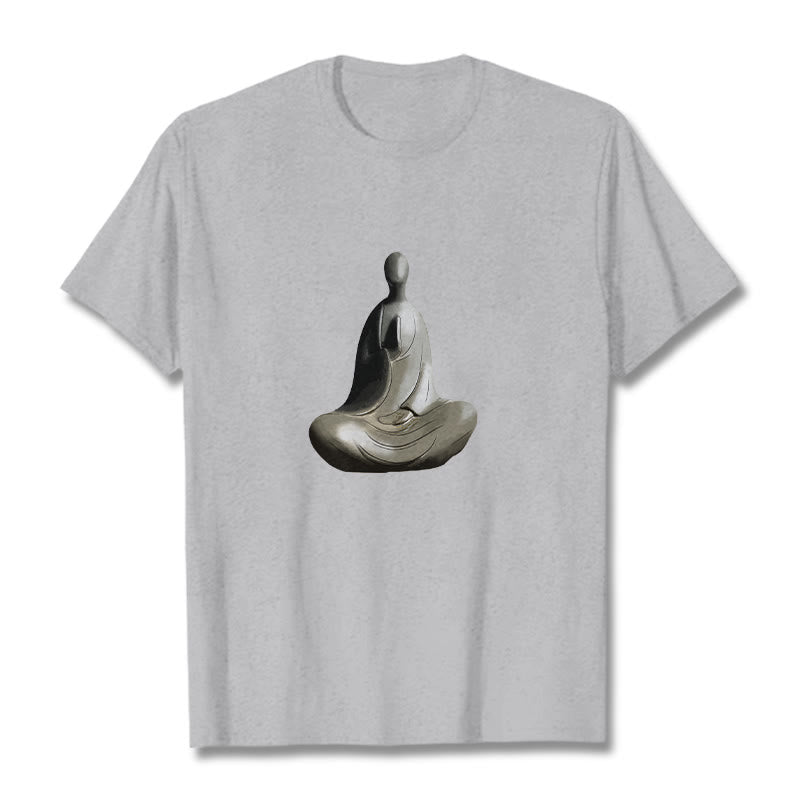 Maglietta in cotone con motivo Buddha Buddha Stones - Grigio chiaro - 2XL - image 0