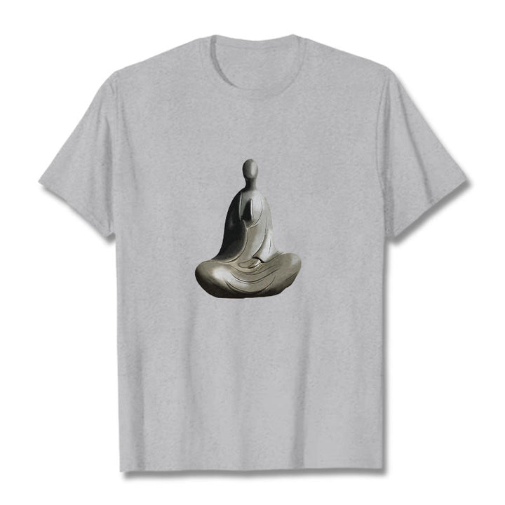 Maglietta in cotone con motivo Buddha Buddha Stones - Grigio chiaro - 2XL - image 0