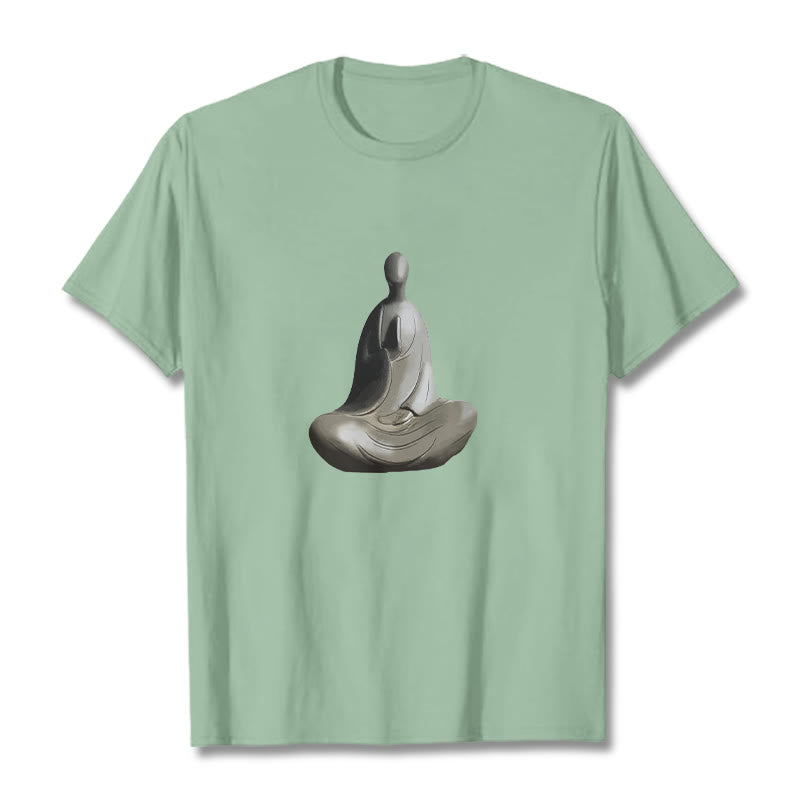 Maglietta in cotone con motivo Buddha Buddha Stones - Verde pallido - 2XL - image 14