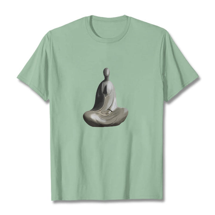 Maglietta in cotone con motivo Buddha Buddha Stones - Verde pallido - 2XL - image 14