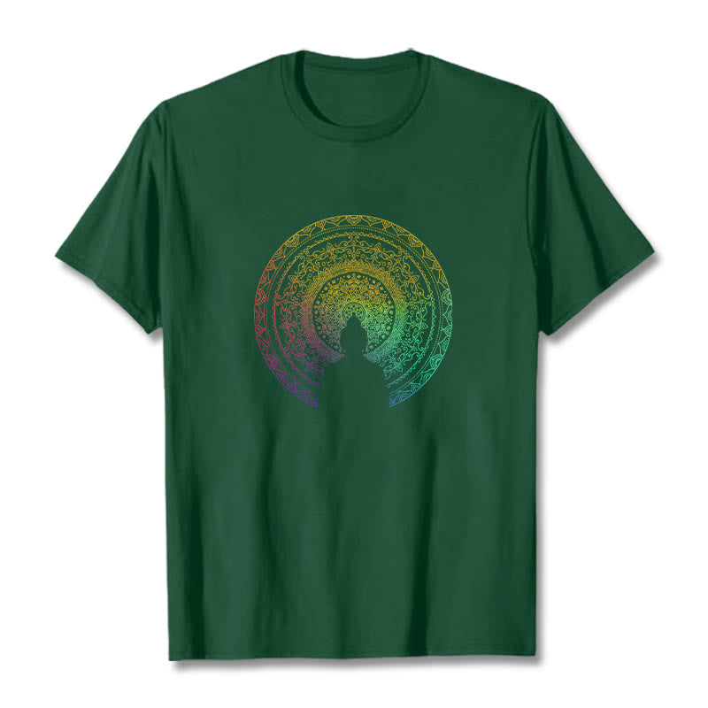 Maglietta in cotone con mandala e Buddha Stones, sfumatura colorata - Verde studentesco - 2XL - image 5
