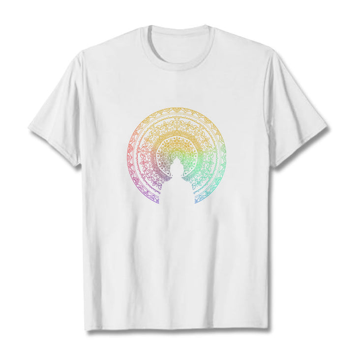 Maglietta in cotone con mandala e Buddha Stones, sfumatura colorata - Bianco - 2XL - image 7