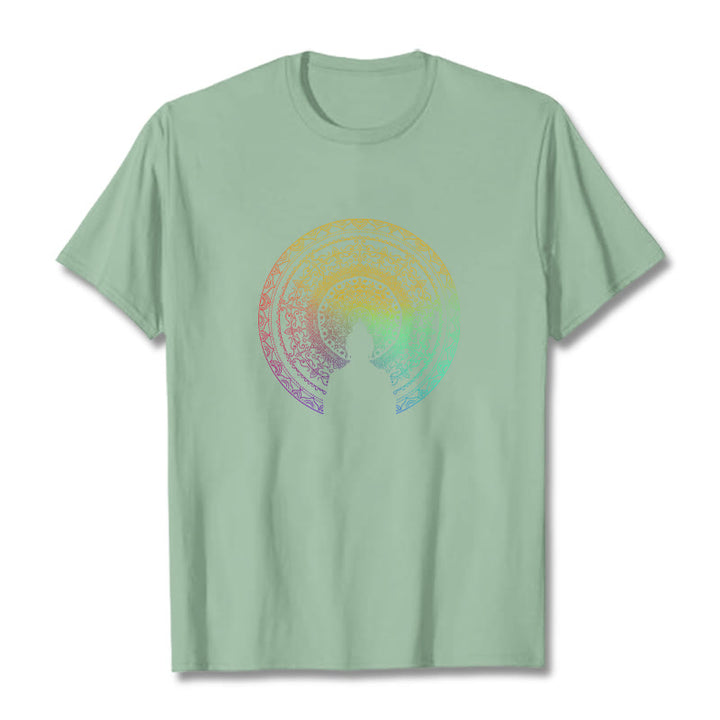 Maglietta in cotone con mandala e Buddha Stones, sfumatura colorata - Verde pallido - 2XL - image 12