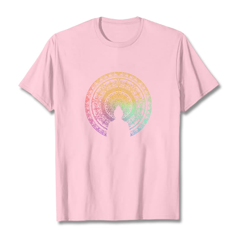 Maglietta in cotone con mandala e Buddha Stones, sfumatura colorata - Rosa chiaro - 2XL - image 17
