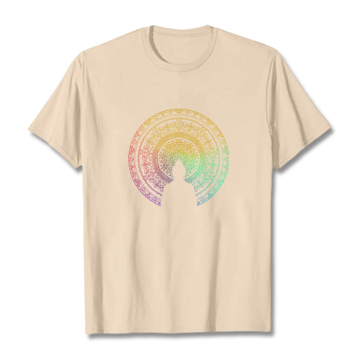 Maglietta in cotone con mandala e Buddha Stones, sfumatura colorata - Biscotto - 2XL - image 10