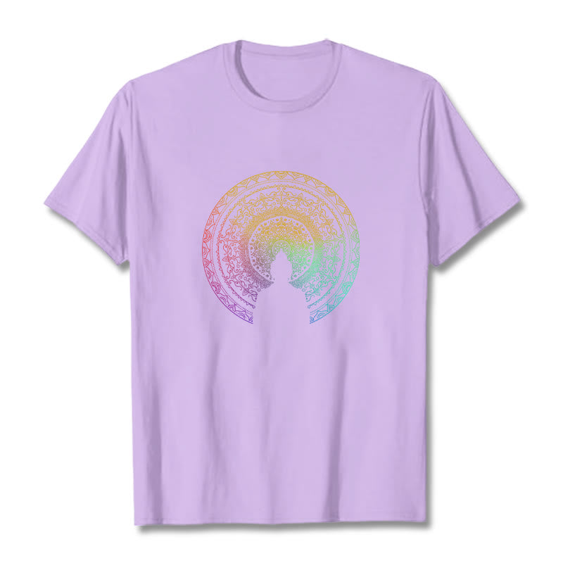 Maglietta in cotone con mandala e Buddha Stones, sfumatura colorata - Prugna - 2XL - image 15