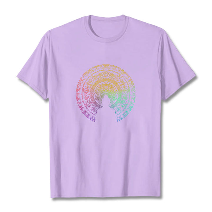 Maglietta in cotone con mandala e Buddha Stones, sfumatura colorata - Prugna - 2XL - image 15