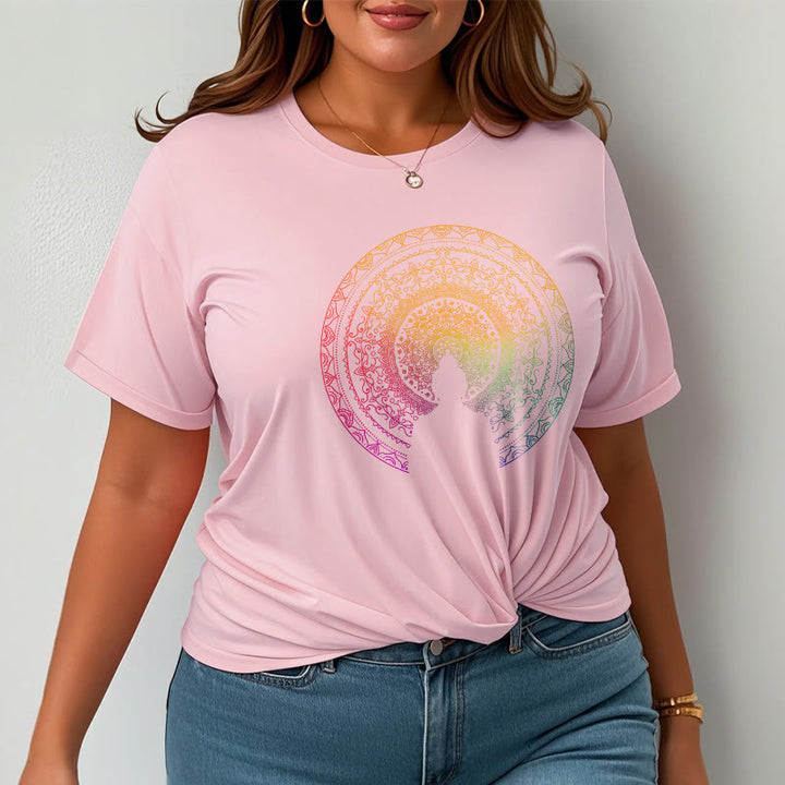 Maglietta in cotone con mandala e Buddha Stones, sfumatura colorata - image 18