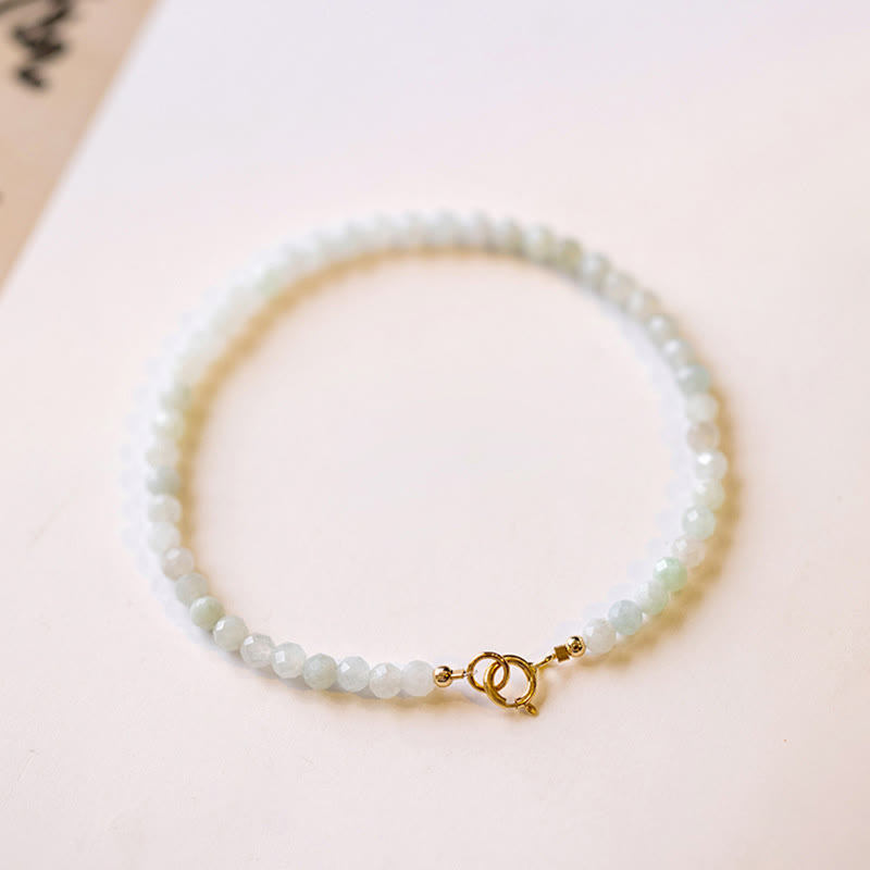 Braccialetto portafortuna in rame placcato oro 14k con perline ultrasottili in giada da 2 mm Buddha Stones