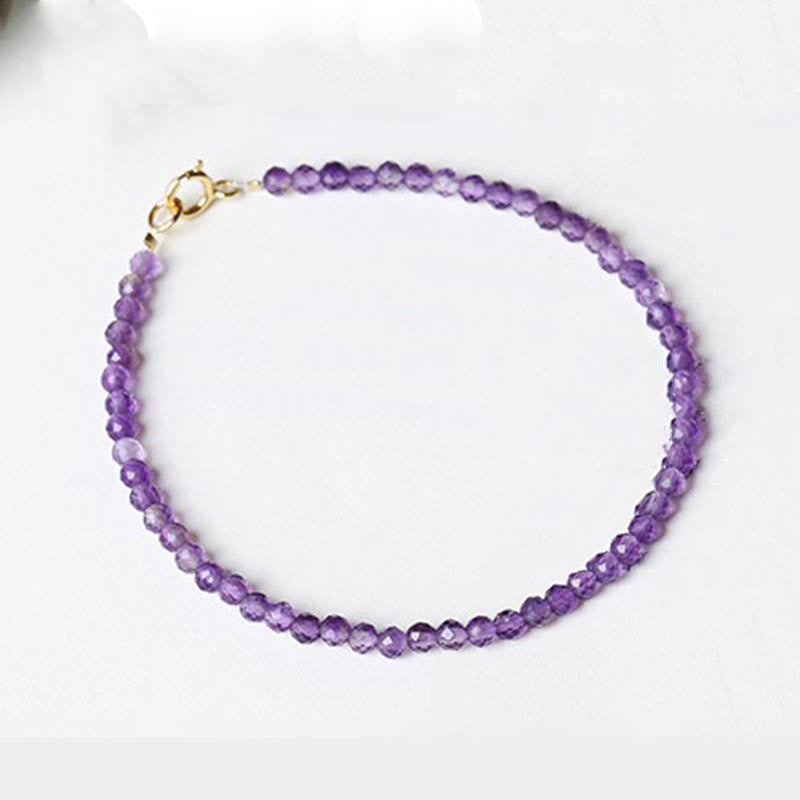 Bracciale di consapevolezza spirituale in rame placcato oro 14k con perline ultrasottili in ametista naturale da 3 mm Buddha Stones