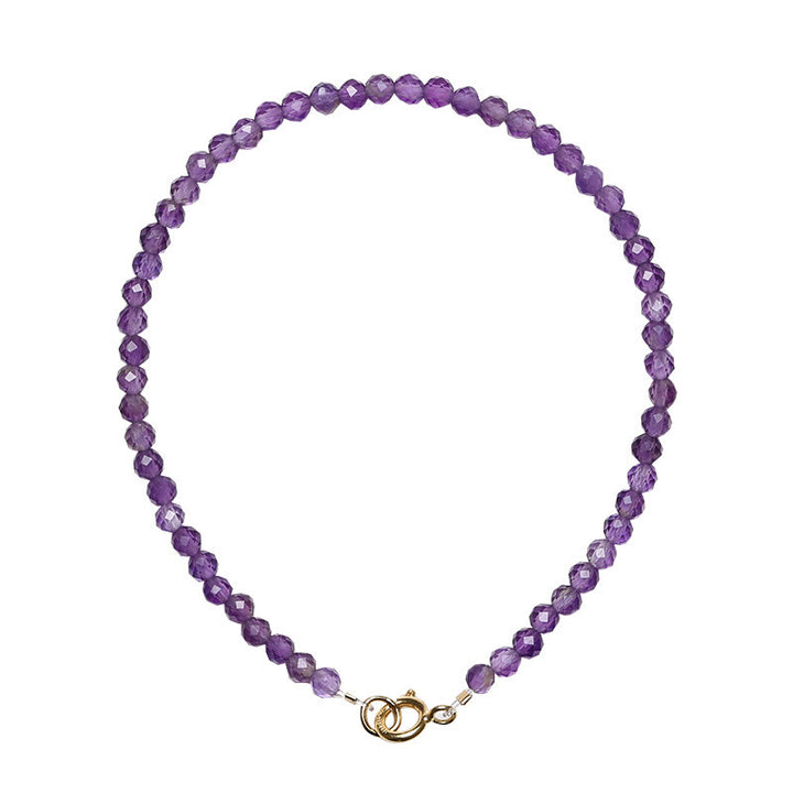 Bracciale di consapevolezza spirituale in rame placcato oro 14k con perline ultrasottili in ametista naturale da 3 mm Buddha Stones