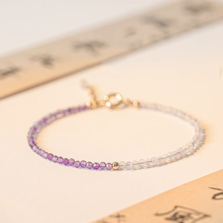 Bracciale Buddha Stones 2,5 mm Ametista naturale Perline ultrasottili Rame placcato oro 14k Inner Peace