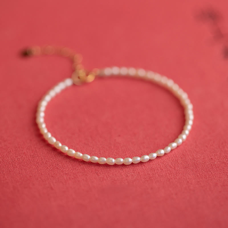 Braccialetto della saggezza in rame placcato oro 14k con perle naturali da 2 mm e perle ultrasottili Buddha Stones