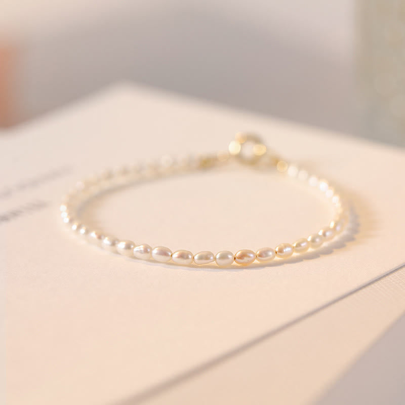 Braccialetto della saggezza in rame placcato oro 14k con perle naturali da 2 mm e perle ultrasottili Buddha Stones