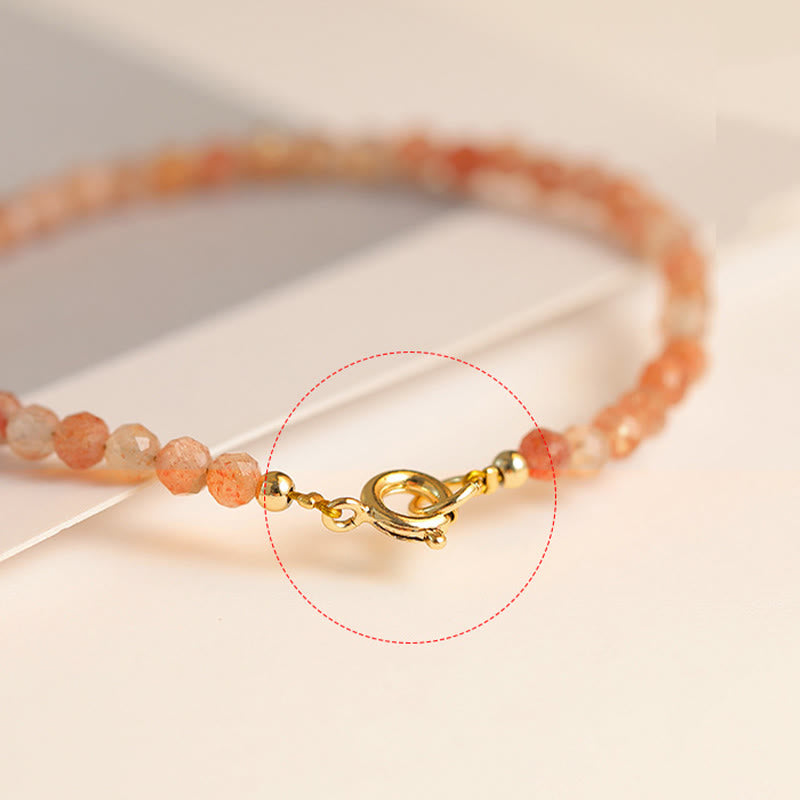 Braccialetto della ricchezza in rame placcato oro 14k con perline ultrasottili in pietra del sole da 3 mm Buddha Stones