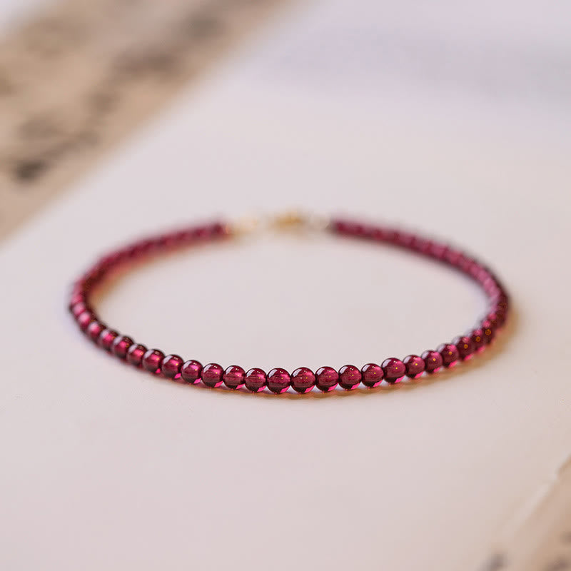 Braccialetto di protezione con perline ultrasottili di granato naturale piccolo da 3 mm Buddha Stones
