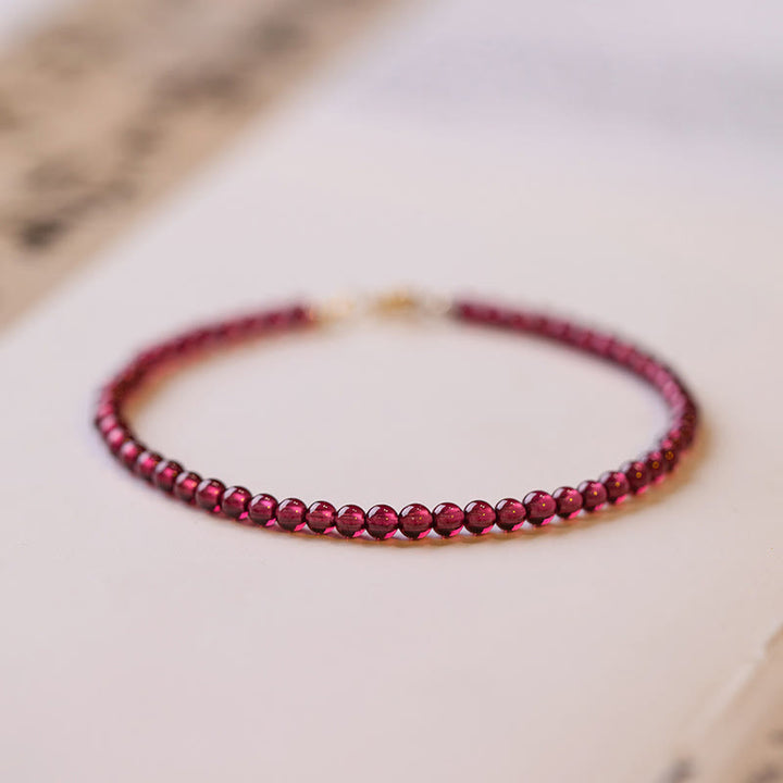 Braccialetto di protezione con perline ultrasottili di granato naturale piccolo da 3 mm Buddha Stones