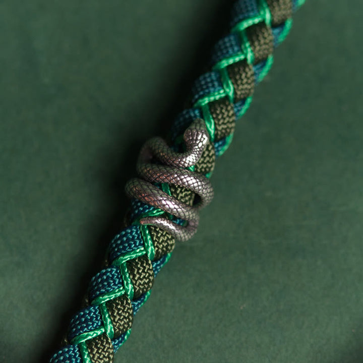 Braccialetto intrecciato con protezione in corda in argento sterling 999 Buddha Stones Year of the Snake