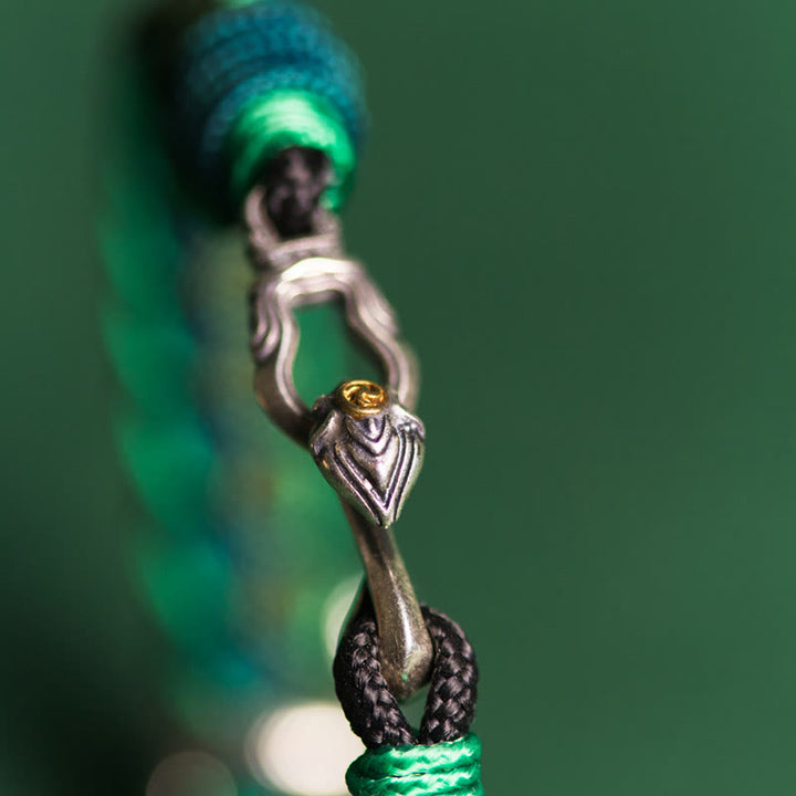 Braccialetto intrecciato con protezione in corda in argento sterling 999 Buddha Stones Year of the Snake
