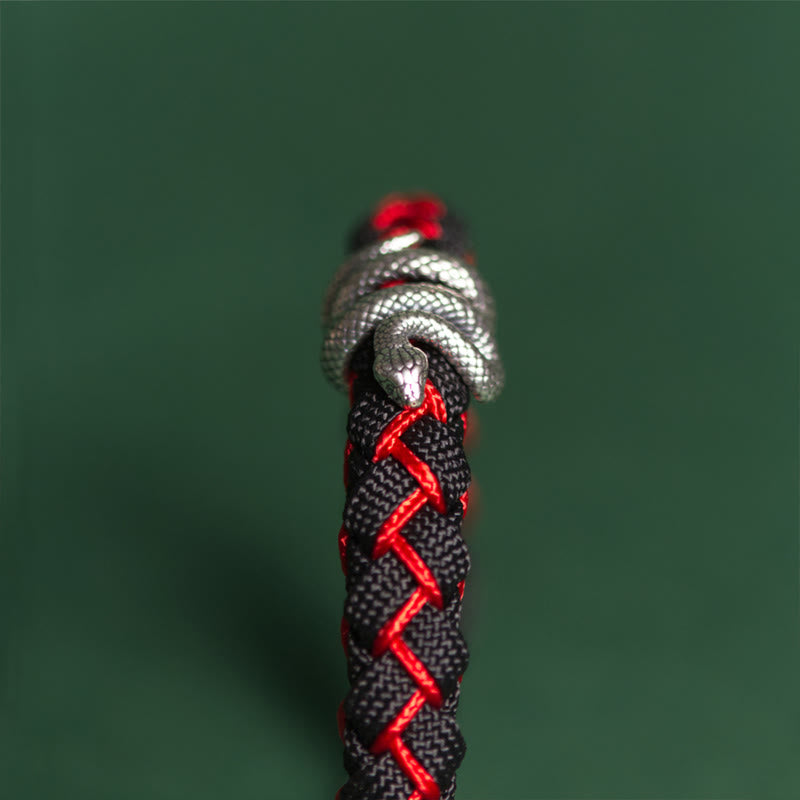Braccialetto intrecciato con protezione in corda in argento sterling 999 Buddha Stones Year of the Snake