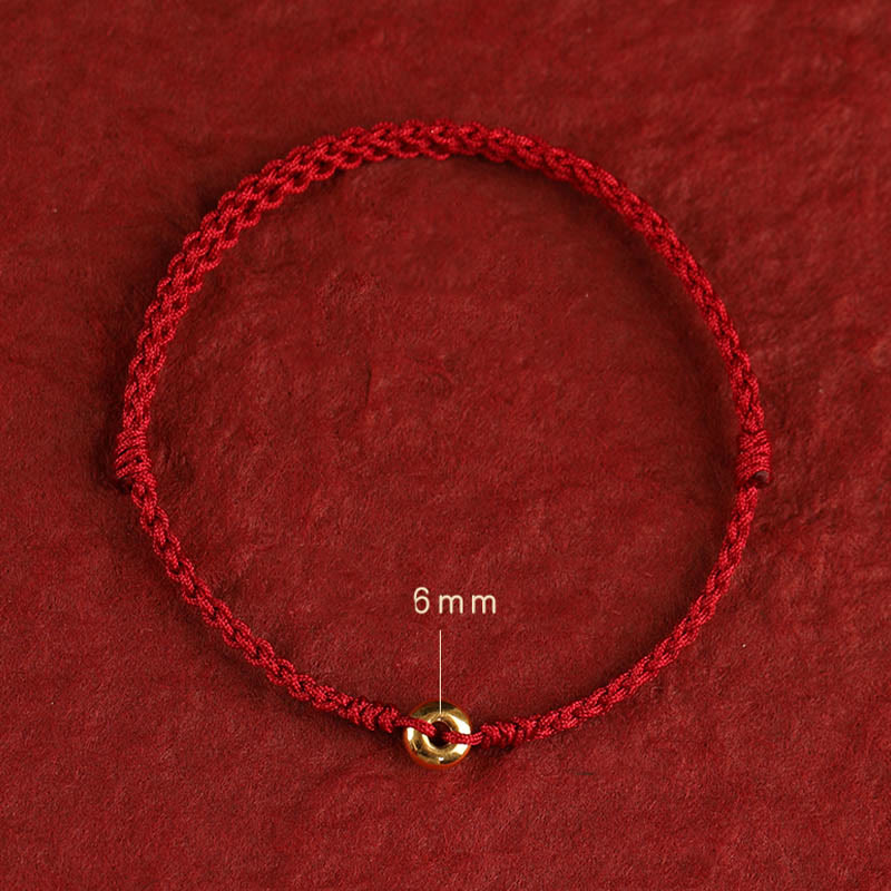 Buddha Stones 999 Oro Piccola Fibbia della Pace Corda Rossa Protezione Fortuna Braccialetto Intrecciato Cavigliera