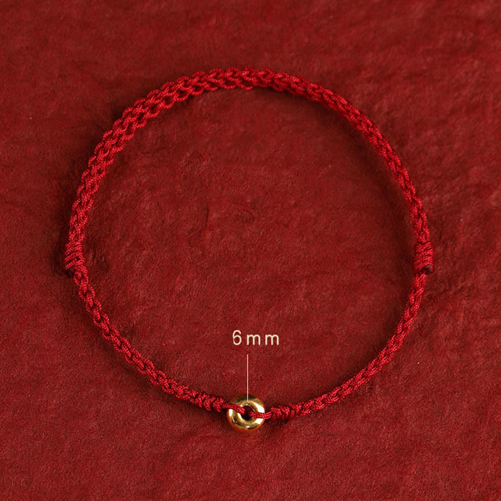 Buddha Stones 999 Oro Piccola Fibbia della Pace Corda Rossa Protezione Fortuna Braccialetto Intrecciato Cavigliera