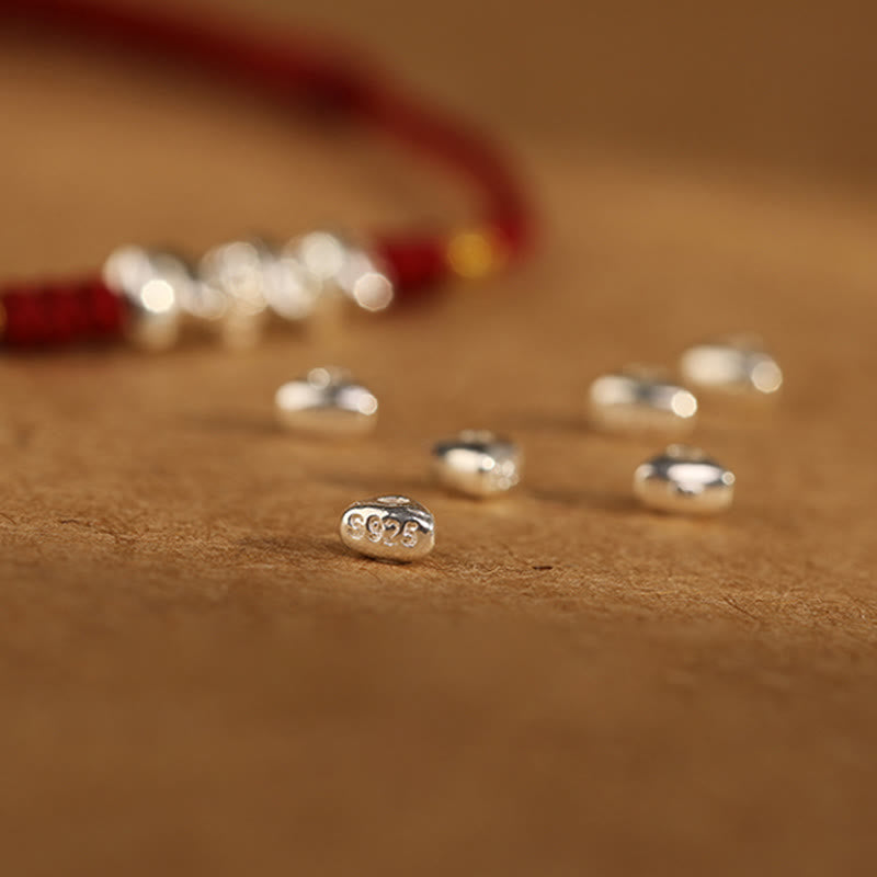 Buddha Stones 925 Sterling Silver String Protection Luck Braccialetto alla caviglia intrecciato ultra sottile - image 9