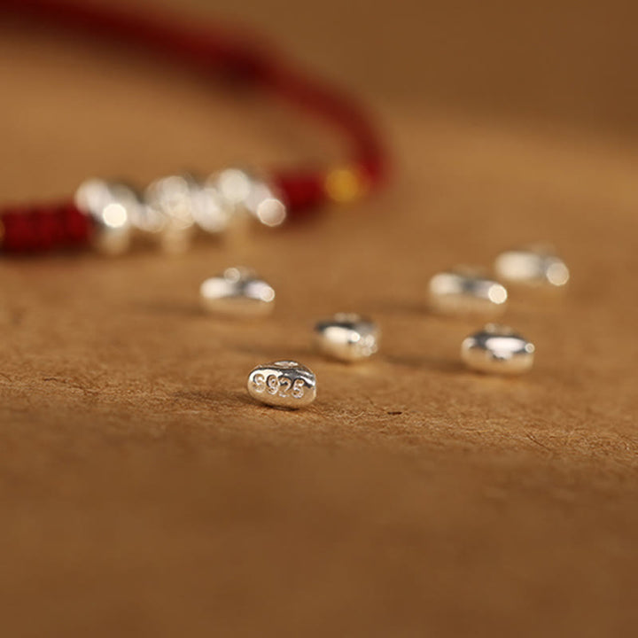 Buddha Stones 925 Sterling Silver String Protection Luck Braccialetto alla caviglia intrecciato ultra sottile - image 9